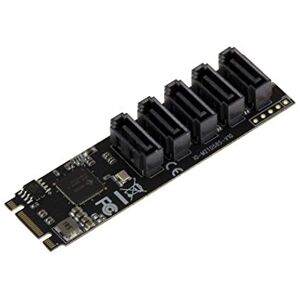 KALEA-INFORMATIQUE M.2 (M2 NGFF) typ PCIe M eller B+M Key 5-port SATA 3.0 6 Gbps med JMB585-chipset KALEA-INFORMATIQUE M.2 (M2 NGFF) typ PCIe M eller B+M Key 5-port SATA 3.0 6 Gbps med JMB585-chipset