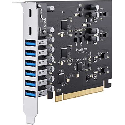 Inateck PCIe USB 3.2 Gen 2-kort, USB C strömförsörjningsladdning, 2 USB C-portar och 6 USB A-portar med 16 Gbps total bandbredd, KU8212 Inateck PCIe USB 3.2 Gen 2-kort, USB C strömförsörjningsladdning, 2 USB C-portar och 6 USB A-portar med 16 Gbps total bandbredd, KU8212