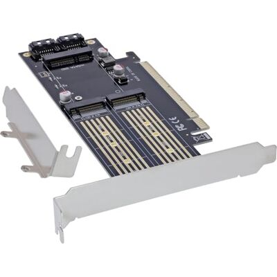 InLine ® PCI Express-kort till 1 x M.2 Key B 1 x NVMe M.2 Key M 1 x mSATA, PCIe x16, 76660T InLine ® PCI Express-kort till 1 x M.2 Key B 1 x NVMe M.2 Key M 1 x mSATA, PCIe x16, 76660T