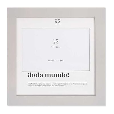 UO Hello World fotoram 20 x 20 cm i kvalitetsträ klassisk elegant och emotionell design present till nyfödda färg grå UO Hello World fotoram 20 x 20 cm i kvalitetsträ klassisk elegant och emotionell design present till nyfödda färg grå