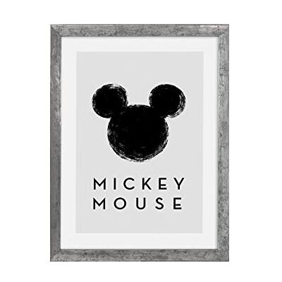 Komar Bildram trä sten silver med väggmålning "Musse Pigg silhuett" som set – storlek: 30 x 40 cm – väggbild, dekoration, Disney, mus Komar Bildram trä sten silver med väggmålning "Musse Pigg silhuett" som set – storlek: 30 x 40 cm – väggbild, dekoration, Disney, mus