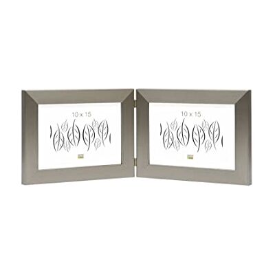 Deknudt Frames S41VD1-H2H-10,0 x 15,0 bildramar, hopfällbar, för 2 foton, tvärformat silverfärger 19,4 x 15,1 x 1,6 cm Deknudt Frames S41VD1-H2H-10,0 x 15,0 bildramar, hopfällbar, för 2 foton, tvärformat silverfärger 19,4 x 15,1 x 1,6 cm
