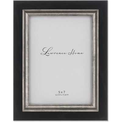 Lawrence Frames Svart med polerad silverkomposit bildram, 5 x 7-tums Lawrence Frames Svart med polerad silverkomposit bildram, 5 x 7-tums