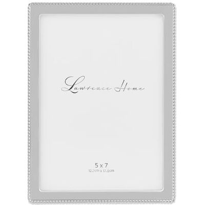 Lawrence Frames Lawrence ramar metallbildram med delikat yttre kant på pärlor, silver, 5 x 7 Lawrence Frames Lawrence ramar metallbildram med delikat yttre kant på pärlor, silver, 5 x 7
