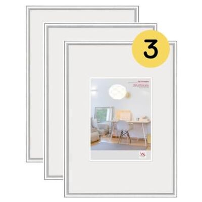 walther design Tavelram Silver 40 x 60 cm med konstglas 3-pack, New Lifestyle plastram KVX460S3 walther design Tavelram Silver 40 x 60 cm med konstglas 3-pack, New Lifestyle plastram KVX460S3
