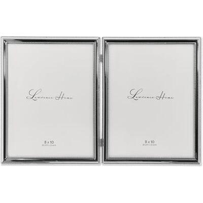 Lawrence Frames Fotoram med gångjärn, silverpläterad ram, dubbel, fotoram med pärlor, 20 x 25 cm (8 x 10 tum) (510780D) Lawrence Frames Fotoram med gångjärn, silverpläterad ram, dubbel, fotoram med pärlor, 20 x 25 cm (8 x 10 tum) (510780D)