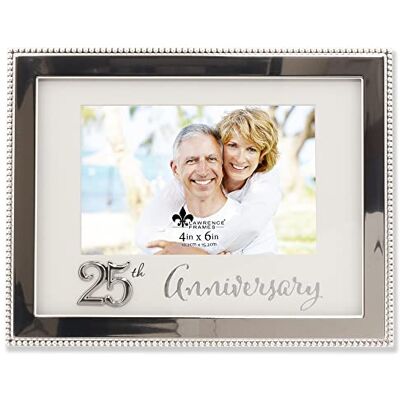 Lawrence Frames 4 x 6 silver pärlstav metall 25-årsjubileum bild ram Lawrence Frames 4 x 6 silver pärlstav metall 25-årsjubileum bild ram