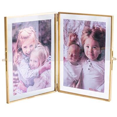 Levilan Dubbla bildramar guld dubbla bilder ram med pressat glas fotoram, mässing (12,7 cm x 17,78 cm) Levilan Dubbla bildramar guld dubbla bilder ram med pressat glas fotoram, mässing (12,7 cm x 17,78 cm)