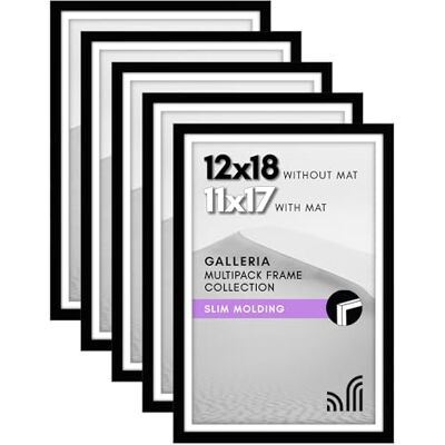 Americanflat 12 x 18 poster ram set med 5 – polerat plexiglas – används som 11 x 17 med matta eller 12 x 18 utan matta – gallerisamling – galleriväggdisplay – svart Americanflat 12 x 18 poster ram set med 5 – polerat plexiglas – används som 11 x 17 med matta eller 12 x 18 utan matta – gallerisamling – galleriväggdisplay – svart
