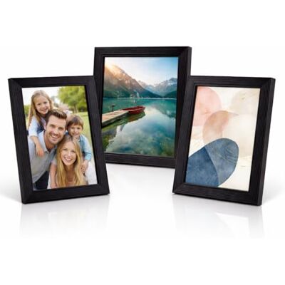 1ABOVE 3-pack fotoramar, 10 x 15 cm svart ribbat klart glas frontdesign fristående väggmontering bildfoto, perfekt för certifikat, bilder och fotografier 1ABOVE 3-pack fotoramar, 10 x 15 cm svart ribbat klart glas frontdesign fristående väggmontering bildfoto, perfekt för certifikat, bilder och fotografier