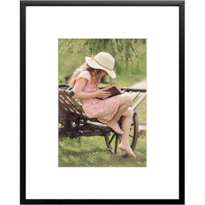 Frametory , modern metallisk bildram, aluminium 8 x 10-bordsskiva fotoram med elfenbensfärgad matta för bild och äkta glas (svart) Frametory , modern metallisk bildram, aluminium 8 x 10-bordsskiva fotoram med elfenbensfärgad matta för bild och äkta glas (svart)