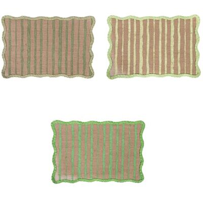 Tivoli Set med 6 dukar rektangulär jute och papper, vågig kant 43,5 x 29 cm, Shades of Greenery Tivoli Set med 6 dukar rektangulär jute och papper, vågig kant 43,5 x 29 cm, Shades of Greenery