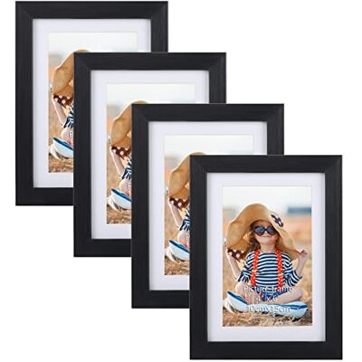 EXYGLO Set om 4 bildramar 10 x 15 cm, svart bildram för 15 x 10 foton med passepartouts eller 13 x 18 bilder utan passepartouter, vägg- eller bordsstativ EXYGLO Set om 4 bildramar 10 x 15 cm, svart bildram för 15 x 10 foton med passepartouts eller 13 x 18 bilder utan passepartouter, vägg- eller bordsstativ