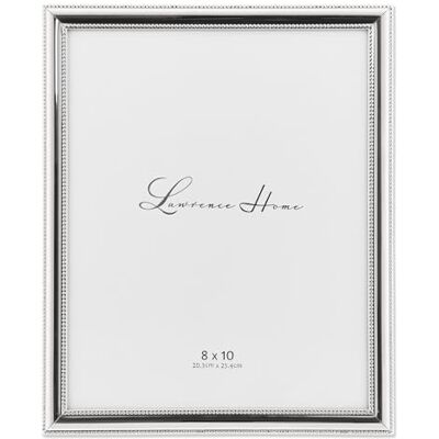 Lawrence Frames Lawrence ramar 510780 8 x 10 metallbildram silverpläterad med delikat pärlor Lawrence Frames Lawrence ramar 510780 8 x 10 metallbildram silverpläterad med delikat pärlor