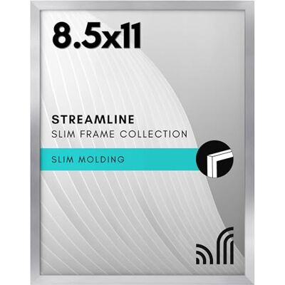 Americanflat 22x28 cm bildram med splitterbeständigt glas – Streamline Collection – Tunn kant för bord och väggdisplay – Upphängningsbeslag och stativ ingår – Silver Americanflat 22x28 cm bildram med splitterbeständigt glas – Streamline Collection – Tunn kant för bord och väggdisplay – Upphängningsbeslag och stativ ingår – Silver