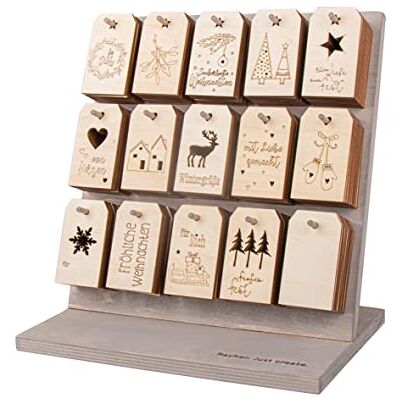 Rayher Display trä hänge, FSC Mix Credit, natur, 15 mönster vardera 12 stycken, totalt 180 hängen, storlek per hänge 4,8 x 8,2 cm, 63052505 Rayher Display trä hänge, FSC Mix Credit, natur, 15 mönster vardera 12 stycken, totalt 180 hängen, storlek per hänge 4,8 x 8,2 cm, 63052505