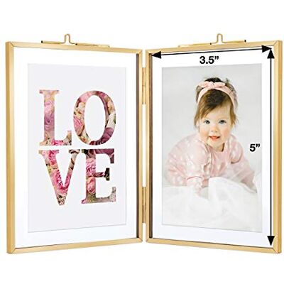 Rising Star Supply Rising Star dubbel hopfällbar mässingsram 8,89 x 13,7 cm guld metall pressat glas fotoram Rising Star Supply Rising Star dubbel hopfällbar mässingsram 8,89 x 13,7 cm guld metall pressat glas fotoram
