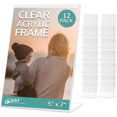 pbf PHOTO BOOTH FRAMES Fotobåsramar – 12 x 18 cm klar akrylskärm, lutad baksida vertikal stående plastbild eller visningsskylthållare med inlägg – 12 antal pbf PHOTO BOOTH FRAMES Fotobåsramar – 12 x 18 cm klar akrylskärm, lutad baksida vertikal stående plastbild eller visningsskylthållare med inlägg – 12 antal