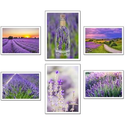 DKORARTE Set med 6 bilder bas trä, modern vardagsrumsdekoration, sovrum, rum, landskap, natur, fält lavendel Brihuega med metallhängare, (38 x 29 cm varje bild) DKORARTE Set med 6 bilder bas trä, modern vardagsrumsdekoration, sovrum, rum, landskap, natur, fält lavendel Brihuega med metallhängare, (38 x 29 cm varje bild)