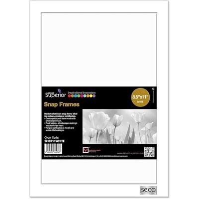 SECO 25 mm Mitred Snap Frame, 8,5 x 11 tum, Vit, Paket med 10 (SN8511WHITE) SECO 25 mm Mitred Snap Frame, 8,5 x 11 tum, Vit, Paket med 10 (SN8511WHITE)