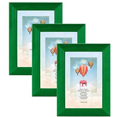 postergaleria Bildramar set 3 stycken 10 x 15 cm – färg grön, av trä, med akrylglas – för vertikal eller horisontell upphängning/montering, för foton, affischer, pussel postergaleria Bildramar set 3 stycken 10 x 15 cm – färg grön, av trä, med akrylglas – för vertikal eller horisontell upphängning/montering, för foton, affischer, pussel
