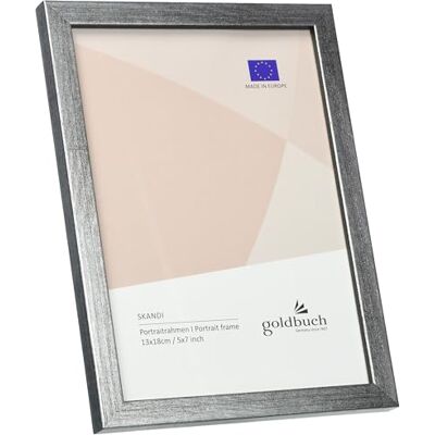 goldbuch Bildram Skandi 13 x 18 cm, enkel ram av äkta trä, porträttram för ställning, träram med väggfäste, fotoram, silver goldbuch Bildram Skandi 13 x 18 cm, enkel ram av äkta trä, porträttram för ställning, träram med väggfäste, fotoram, silver