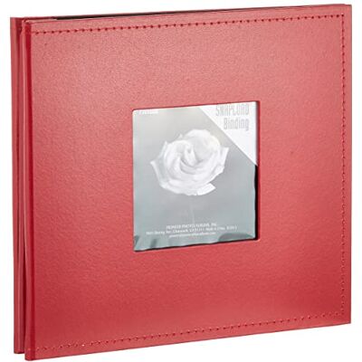 Pioneer 8 Inch by 8 Inch Snapload Sewn Leatherette Frame Cover Memory Book, Red Pioneer 8 Inch by 8 Inch Snapload Sewn Leatherette Frame Cover Memory Book, Red