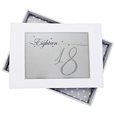 WHITE COTTON CARDS Vita bomullskort LLN18T mini "arton holografiska, glittrig" 18-årsdag fotoalbum WHITE COTTON CARDS Vita bomullskort LLN18T mini "arton holografiska, glittrig" 18-årsdag fotoalbum