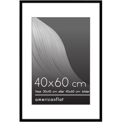 Americanflat 40x60 cm ram med polerat splittersäkert glas – Använd som 30x45 cm med passepartout eller hela fotot utan passepartout – Streamline Collection – Tunn kant för vägg – Svart Americanflat 40x60 cm ram med polerat splittersäkert glas – Använd som 30x45 cm med passepartout eller hela fotot utan passepartout – Streamline Collection – Tunn kant för vägg – Svart