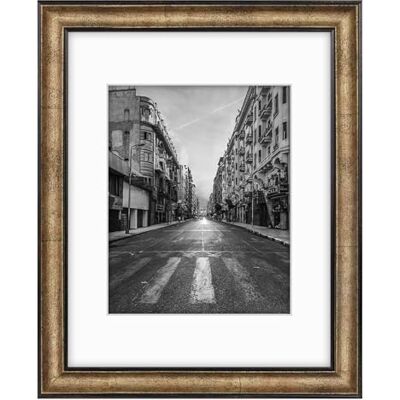 ART , 11 x 14 fotoram, mörkguldbrun och brons tennpanel, med vit färgmatta för bilder 8 x 10 och äkta glas ART , 11 x 14 fotoram, mörkguldbrun och brons tennpanel, med vit färgmatta för bilder 8 x 10 och äkta glas