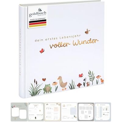 goldbuch 15 513 babyalbum fullt av mirakel äng med blommotiv, linnestruktur fotoalbum med 58 vita tomma sidor, pergamin och 4 illustrerade sidor, babyalbum, papper, ca 30 x 31 x 4 cm, vit goldbuch 15 513 babyalbum fullt av mirakel äng med blommotiv, linnestruktur fotoalbum med 58 vita tomma sidor, pergamin och 4 illustrerade sidor, babyalbum, papper, ca 30 x 31 x 4 cm, vit