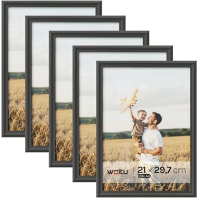 WOLTU Fotoram set med 5 Artos stil 21 x 29,7 cm träram och glas heminredning svart BRU9894sz-5 WOLTU Fotoram set med 5 Artos stil 21 x 29,7 cm träram och glas heminredning svart BRU9894sz-5