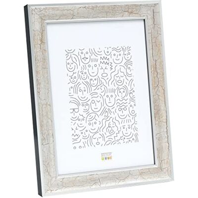 Deknudt Frames Deknudt S40JE9_20,0 x 28,0 bildram, trä, med Craquelle-finish, mörkbrun, silverfärg/svart Deknudt Frames Deknudt S40JE9_20,0 x 28,0 bildram, trä, med Craquelle-finish, mörkbrun, silverfärg/svart