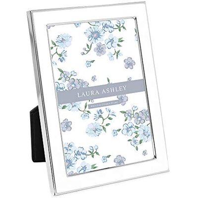 Laura Ashley 4 x 6 vit emaljbildram, silverkant med staffli, för bänkskiva, bänkskiva, bordsskärm, bokhylla, skrivbord, väggdekor, fotogalleri Laura Ashley 4 x 6 vit emaljbildram, silverkant med staffli, för bänkskiva, bänkskiva, bordsskärm, bokhylla, skrivbord, väggdekor, fotogalleri