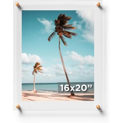 Cool Modern Frames Coola moderna ramar 16 x 20 klar dubbel panel flytande akryl bildram display med guldhårdvara för visning av konst och foton på väggen Cool Modern Frames Coola moderna ramar 16 x 20 klar dubbel panel flytande akryl bildram display med guldhårdvara för visning av konst och foton på väggen