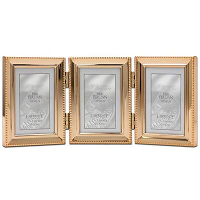 Lawrence Frames Fotoram med pärlkantsdesign, 6 x 9 cm (2,5 x 3,5 tum), trippel, guld Lawrence Frames Fotoram med pärlkantsdesign, 6 x 9 cm (2,5 x 3,5 tum), trippel, guld