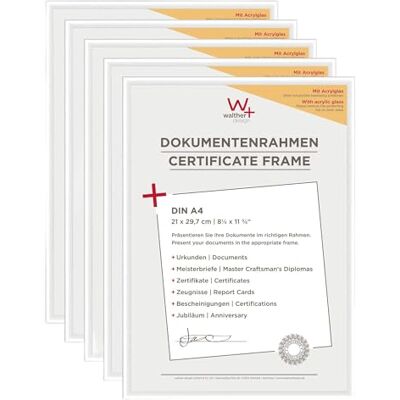 walther design tavelram vit 21 x 29,7 cm (DIN A4) med konstglas 5-pack, New Lifestyle plastram KVX130W5 walther design tavelram vit 21 x 29,7 cm (DIN A4) med konstglas 5-pack, New Lifestyle plastram KVX130W5