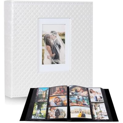 RECUTMS Photo Album 4x6 Holds 600 Photos Button Grain Larger Capacity Leather Cover Black Inner Page Baby Family Book Wedding Anniversary Pictures Birthday Photo Albums (White) RECUTMS Photo Album 4x6 Holds 600 Photos Button Grain Larger Capacity Leather Cover Black Inner Page Baby Family Book Wedding Anniversary Pictures Birthday Photo Albums (White)