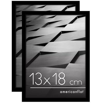 Americanflat 13x18 cm fotoram med polerad plexiglas – Set om 2 – Streamline Collection – Tunn kant för vägghängning – Upphängningsmaterial ingår – Svart Americanflat 13x18 cm fotoram med polerad plexiglas – Set om 2 – Streamline Collection – Tunn kant för vägghängning – Upphängningsmaterial ingår – Svart