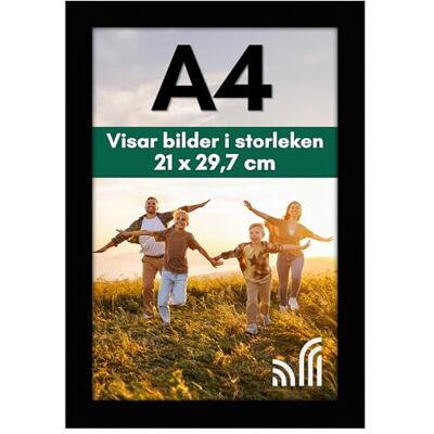 Americanflat Fotoram A4 – Av MDF och splittersäkert glas – För vägg eller bord – Passar motiv 21x29, 7 cm – Svart Americanflat Fotoram A4 – Av MDF och splittersäkert glas – För vägg eller bord – Passar motiv 21x29, 7 cm – Svart