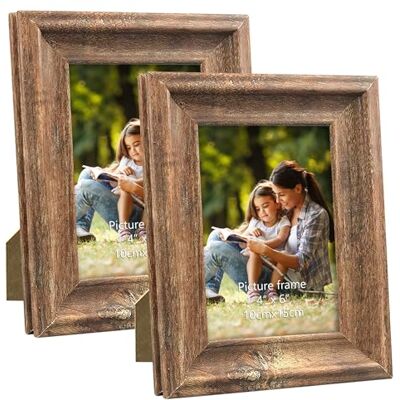 PETAFLOP Rustik bildram 10 x 15 cm set om 2, vägg- och bordsfotoramar, brun PETAFLOP Rustik bildram 10 x 15 cm set om 2, vägg- och bordsfotoramar, brun