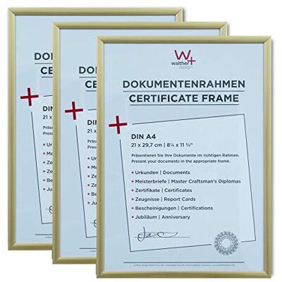walther design tavelram guld 21 x 29.7 cm (DIN A4) Paket med 3, New Lifestyle Plastic Frame KV130G3 walther design tavelram guld 21 x 29.7 cm (DIN A4) Paket med 3, New Lifestyle Plastic Frame KV130G3