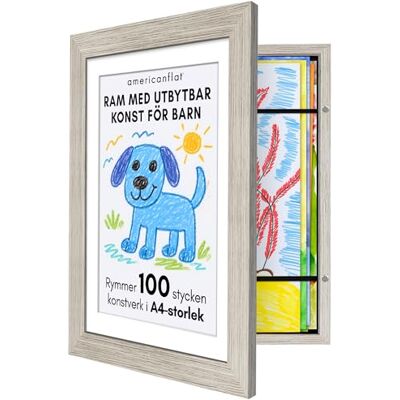 Americanflat A4 Barnkonst Ram Frontlastande Fotoram Använd som A4 Ram med Passepartout eller 25,5x32 cm Fotoram utan Passepartout Mitt Mini Mästerverk Rymmer 100 Konstverk Drivved Americanflat A4 Barnkonst Ram Frontlastande Fotoram Använd som A4 Ram med Passepartout eller 25,5x32 cm Fotoram utan Passepartout Mitt Mini Mästerverk Rymmer 100 Konstverk Drivved