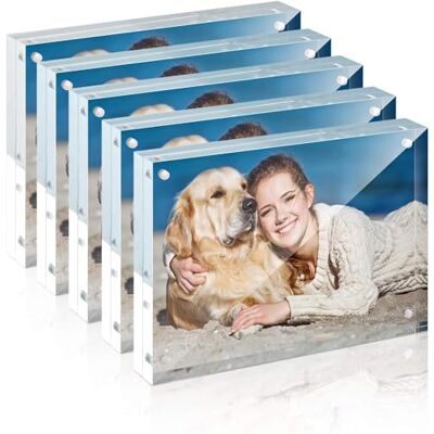 TWING Akryl bildram, 12 x 18 cm 5-pack akryl fotoramar horisontell magnet dubbelsidiga akrylramar set med mikrofiberduk, 12 + 12 mm tjocklek klar bildram skrivbordsskärm, gåvor TWING Akryl bildram, 12 x 18 cm 5-pack akryl fotoramar horisontell magnet dubbelsidiga akrylramar set med mikrofiberduk, 12 + 12 mm tjocklek klar bildram skrivbordsskärm, gåvor