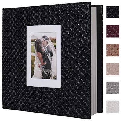 RECUTMS Fotoalbum, 60 sidor, gör-det-själv-fotoalbum, läderfodral med knappstruktur, 10 x 15 cm, 12,7 x 18 cm, 20 x 25 cm, foton i alla storlekar, bröllopsalbum, babyalbum, bildbok, familjebok (svart) RECUTMS Fotoalbum, 60 sidor, gör-det-själv-fotoalbum, läderfodral med knappstruktur, 10 x 15 cm, 12,7 x 18 cm, 20 x 25 cm, foton i alla storlekar, bröllopsalbum, babyalbum, bildbok, familjebok (svart)
