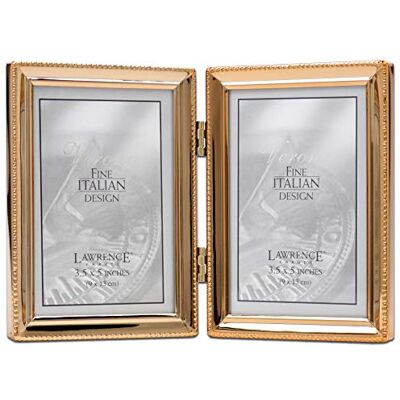 Lawrence Frames Fotoram med pärlkantsdesign, 9 x 13 cm (3,5 x 5 tum), dubbel, guld Lawrence Frames Fotoram med pärlkantsdesign, 9 x 13 cm (3,5 x 5 tum), dubbel, guld