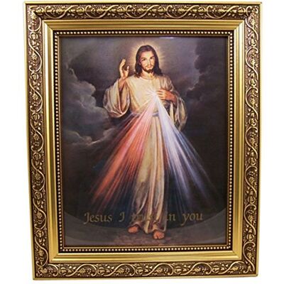 Gerffert Den gudomliga barmhärtigheten Jesus Kristus tryck i 33 cm guldfinish ram Gerffert Den gudomliga barmhärtigheten Jesus Kristus tryck i 33 cm guldfinish ram