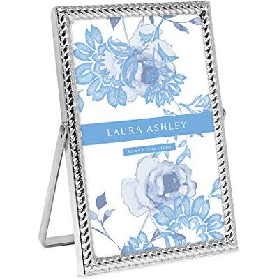 Laura Ashley 4 x 6 silverrep metallbildram (vertikal) med utdragbart stafflistativ, gjord för bordsskiva, bänkutrymme, hylla och skrivbord Laura Ashley 4 x 6 silverrep metallbildram (vertikal) med utdragbart stafflistativ, gjord för bordsskiva, bänkutrymme, hylla och skrivbord