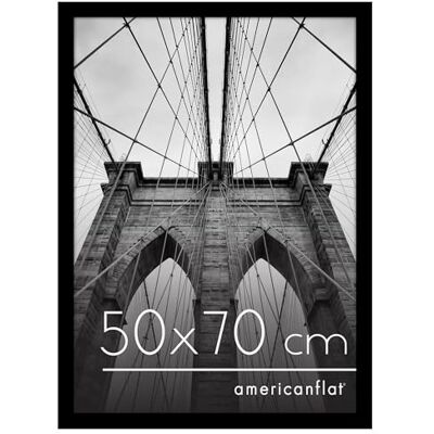 Americanflat 50x70 cm ram med polerad plexiglas – Bred modell i konstruerat trä för vertikal eller horisontell väggmontering – Epic Collection – Svart Americanflat 50x70 cm ram med polerad plexiglas – Bred modell i konstruerat trä för vertikal eller horisontell väggmontering – Epic Collection – Svart