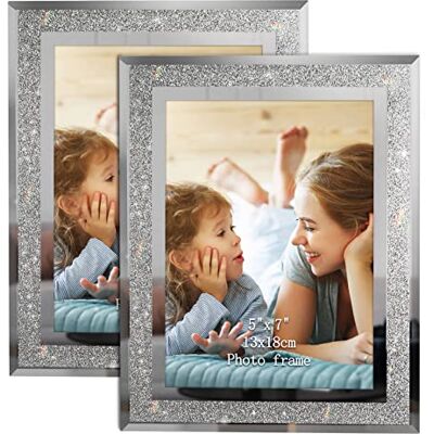 Calenzana Artsay 15 x 18 bildramar gnistrande glas fotoram för bordsskiva, uppsättning av 2 Calenzana Artsay 15 x 18 bildramar gnistrande glas fotoram för bordsskiva, uppsättning av 2
